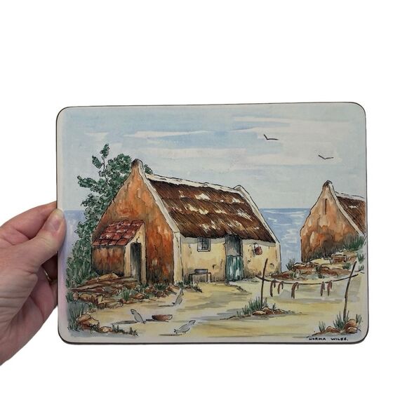 Vintage Cape Cottages Cork Backed Place Mats Artist Norma Wiles Set of Six - Picture 8 of 15